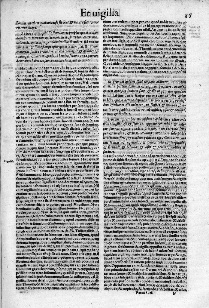 An illustration from Parva naturalia Augustini Niphi medices philosophi Suessani, videlicet Physiognomicorum libri tres, De animalium motu lib. unus, De longitudine & brevitate vitae lib. unus, De juventute & senectute lib. unus, De respiratione lib. unus, De morte & vita lib. unus, De memoria & reminiscentia lib. unus, De somno & vigilia lib. unus, De insomniis lib. unus, De divinatione naturali, artificiosa, et de prophetia lib. unus. Omnia post primas editiones nunc primum emendatiora in lucem prodeunt, 1550, leaf 168