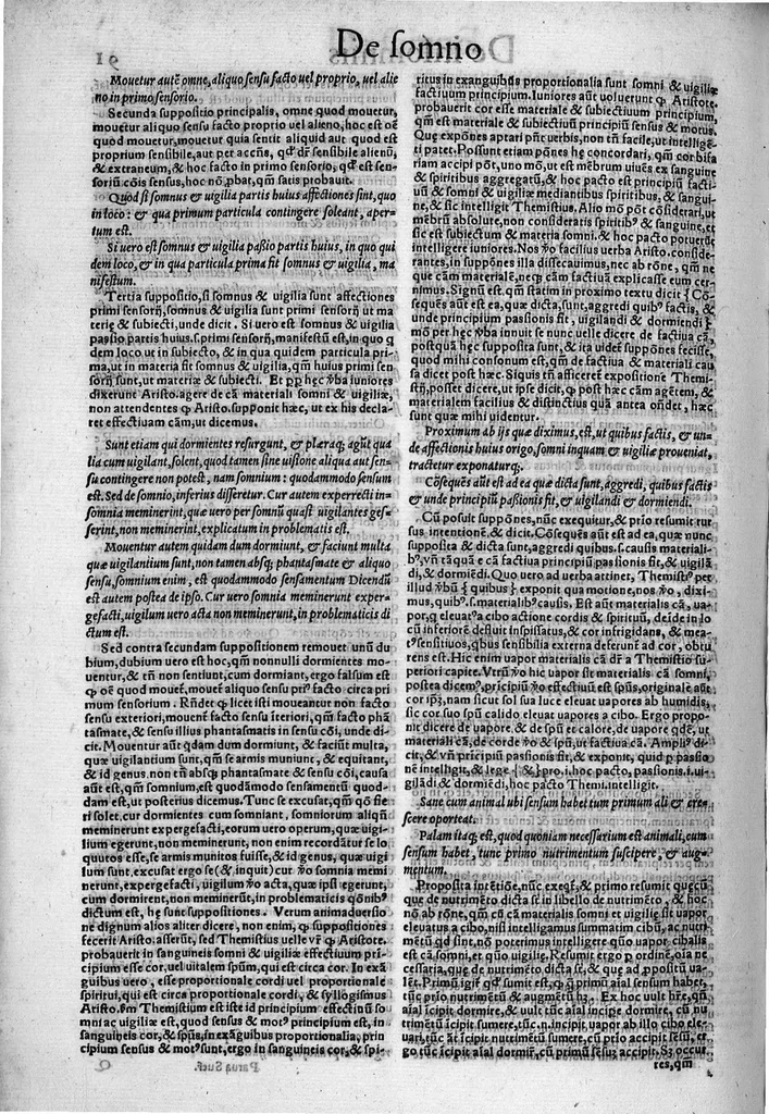 An illustration from Parva naturalia Augustini Niphi medices philosophi Suessani, videlicet Physiognomicorum libri tres, De animalium motu lib. unus, De longitudine & brevitate vitae lib. unus, De juventute & senectute lib. unus, De respiratione lib. unus, De morte & vita lib. unus, De memoria & reminiscentia lib. unus, De somno & vigilia lib. unus, De insomniis lib. unus, De divinatione naturali, artificiosa, et de prophetia lib. unus. Omnia post primas editiones nunc primum emendatiora in lucem prodeunt, 1550, leaf 181