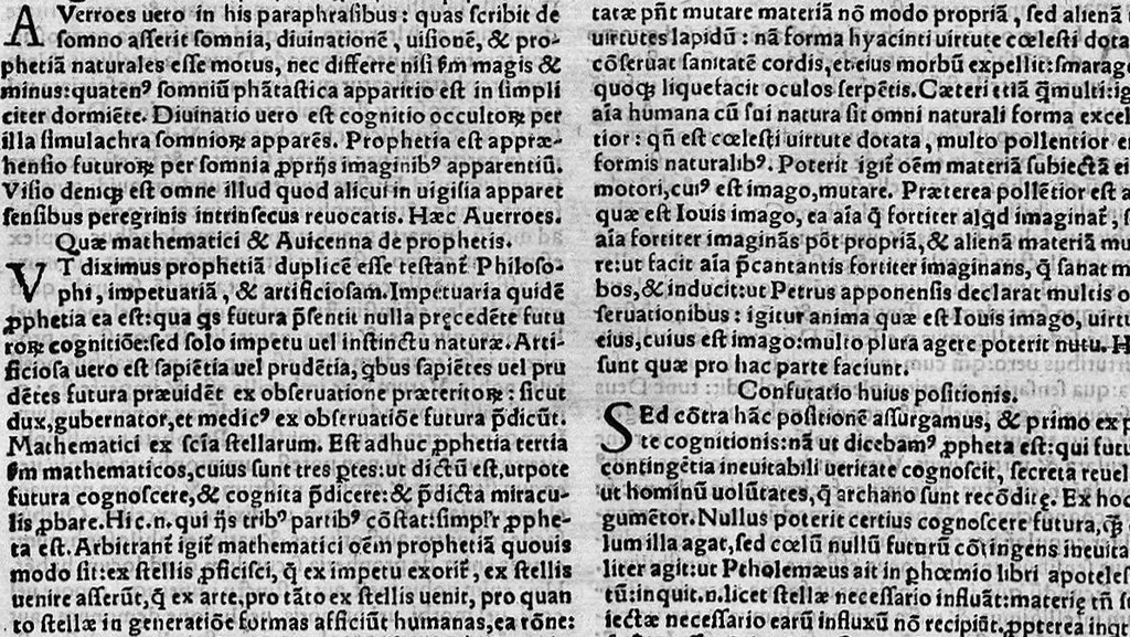 An illustration from Parva naturalia Augustini Niphi medices philosophi Suessani, videlicet Physiognomicorum libri tres, De animalium motu lib. unus, De longitudine & brevitate vitae lib. unus, De juventute & senectute lib. unus, De respiratione lib. unus, De morte & vita lib. unus, De memoria & reminiscentia lib. unus, De somno & vigilia lib. unus, De insomniis lib. unus, De divinatione naturali, artificiosa, et de prophetia lib. unus. Omnia post primas editiones nunc primum emendatiora in lucem prodeunt, 1550, leaf 228
