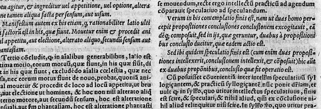 An illustration from Parva naturalia Augustini Niphi medices philosophi Suessani, videlicet Physiognomicorum libri tres, De animalium motu lib. unus, De longitudine & brevitate vitae lib. unus, De juventute & senectute lib. unus, De respiratione lib. unus, De morte & vita lib. unus, De memoria & reminiscentia lib. unus, De somno & vigilia lib. unus, De insomniis lib. unus, De divinatione naturali, artificiosa, et de prophetia lib. unus. Omnia post primas editiones nunc primum emendatiora in lucem prodeunt, 1550, leaf 58