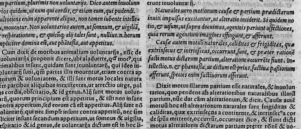 An illustration from Parva naturalia Augustini Niphi medices philosophi Suessani, videlicet Physiognomicorum libri tres, De animalium motu lib. unus, De longitudine & brevitate vitae lib. unus, De juventute & senectute lib. unus, De respiratione lib. unus, De morte & vita lib. unus, De memoria & reminiscentia lib. unus, De somno & vigilia lib. unus, De insomniis lib. unus, De divinatione naturali, artificiosa, et de prophetia lib. unus. Omnia post primas editiones nunc primum emendatiora in lucem prodeunt, 1550, leaf 68