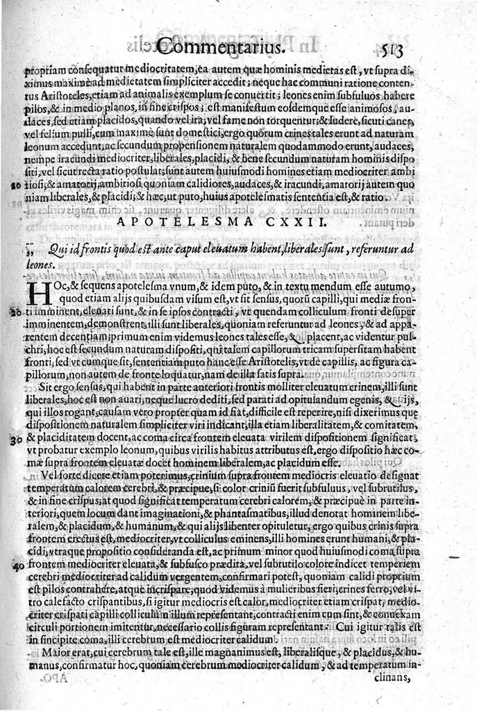 An illustration from In Physiognomica Aristotelis commentarii a Camillo Baldo, ... lucubrati. Opus ... Hieronymi Tamburini diligentia et sumptibus nunc primum in lucem editum..., 1621, leaf 528