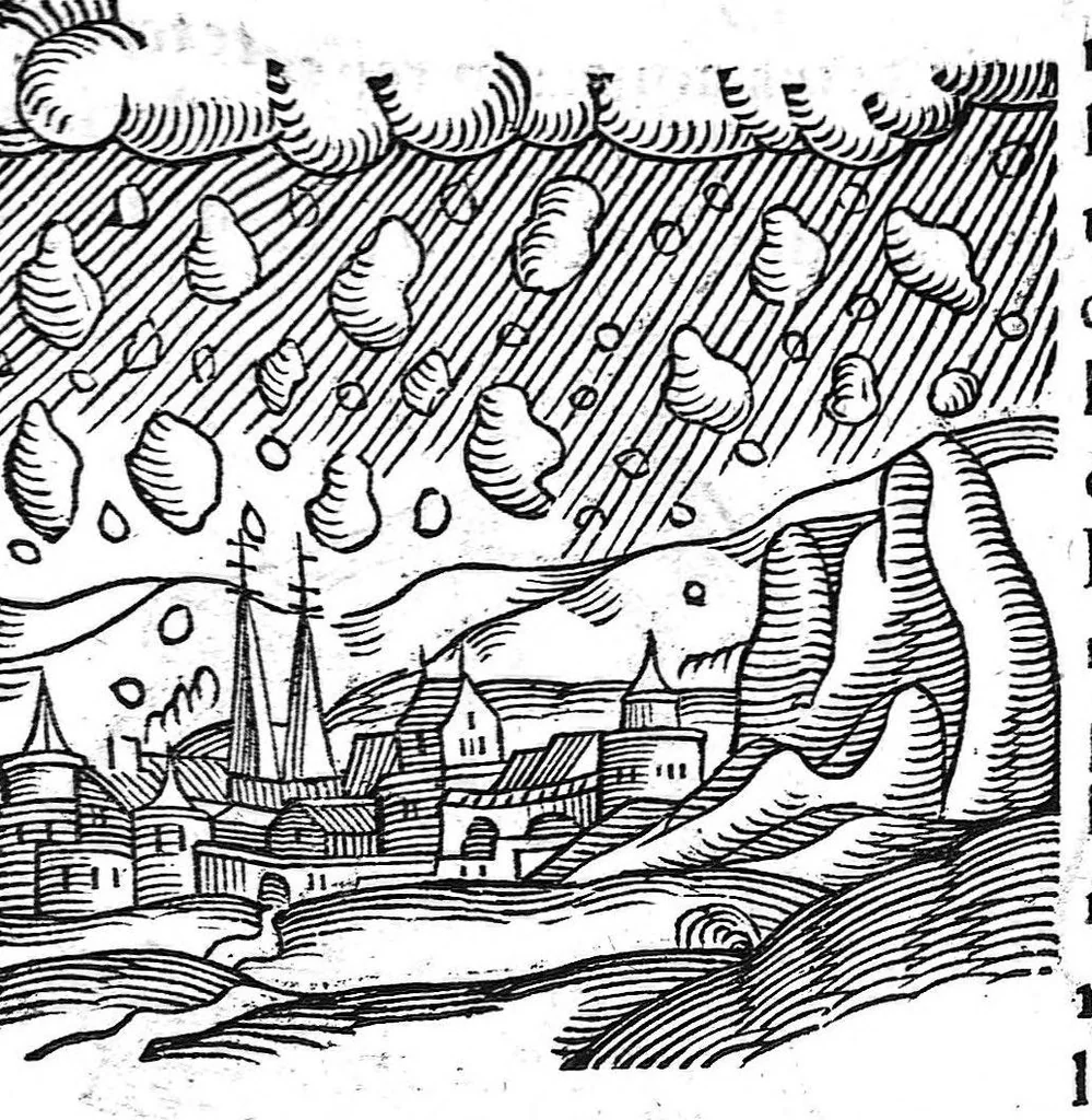 An illustration from Prodigiorum ac ostentorum chronicon, quae, praeter naturae ordinem, et in superioribus et his inferioribus mundi regionibus, ab exordio mundi usque ad haec nostra tempora acciderunt... conscriptum per Conradum Lycosthenem,..., 1557, leaf 128
