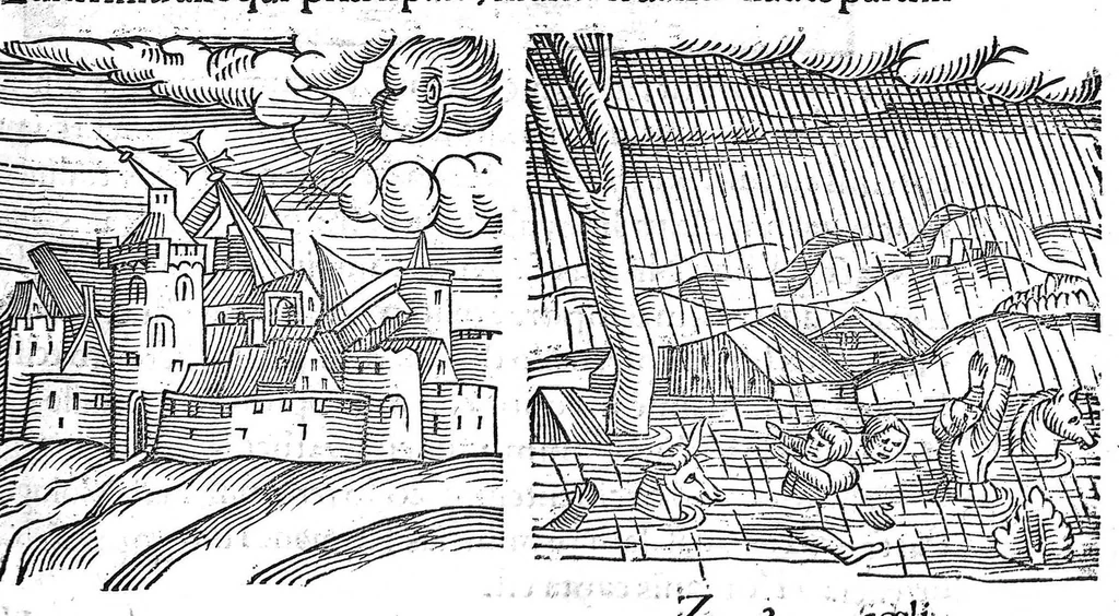 An illustration from Prodigiorum ac ostentorum chronicon, quae, praeter naturae ordinem, et in superioribus et his inferioribus mundi regionibus, ab exordio mundi usque ad haec nostra tempora acciderunt... conscriptum per Conradum Lycosthenem,..., 1557, leaf 270