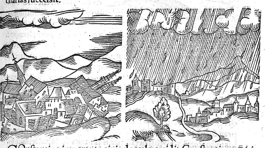 An illustration from Prodigiorum ac ostentorum chronicon, quae, praeter naturae ordinem, et in superioribus et his inferioribus mundi regionibus, ab exordio mundi usque ad haec nostra tempora acciderunt... conscriptum per Conradum Lycosthenem,..., 1557, leaf 340