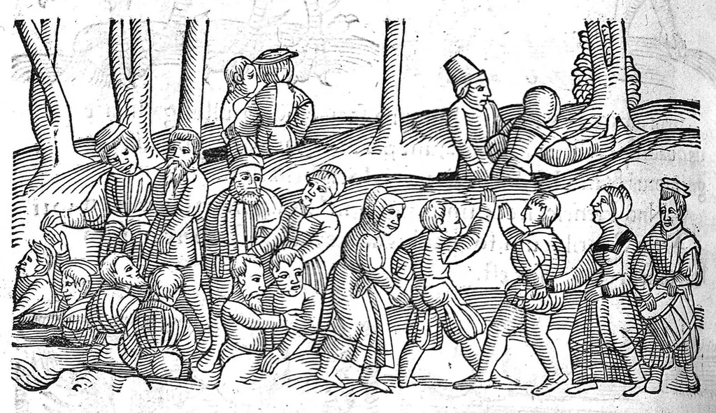 An illustration from Prodigiorum ac ostentorum chronicon, quae, praeter naturae ordinem, et in superioribus et his inferioribus mundi regionibus, ab exordio mundi usque ad haec nostra tempora acciderunt... conscriptum per Conradum Lycosthenem,..., 1557, leaf 383