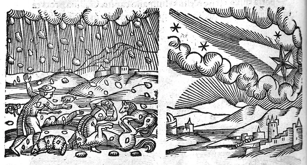 An illustration from Prodigiorum ac ostentorum chronicon, quae, praeter naturae ordinem, et in superioribus et his inferioribus mundi regionibus, ab exordio mundi usque ad haec nostra tempora acciderunt... conscriptum per Conradum Lycosthenem,..., 1557, leaf 391