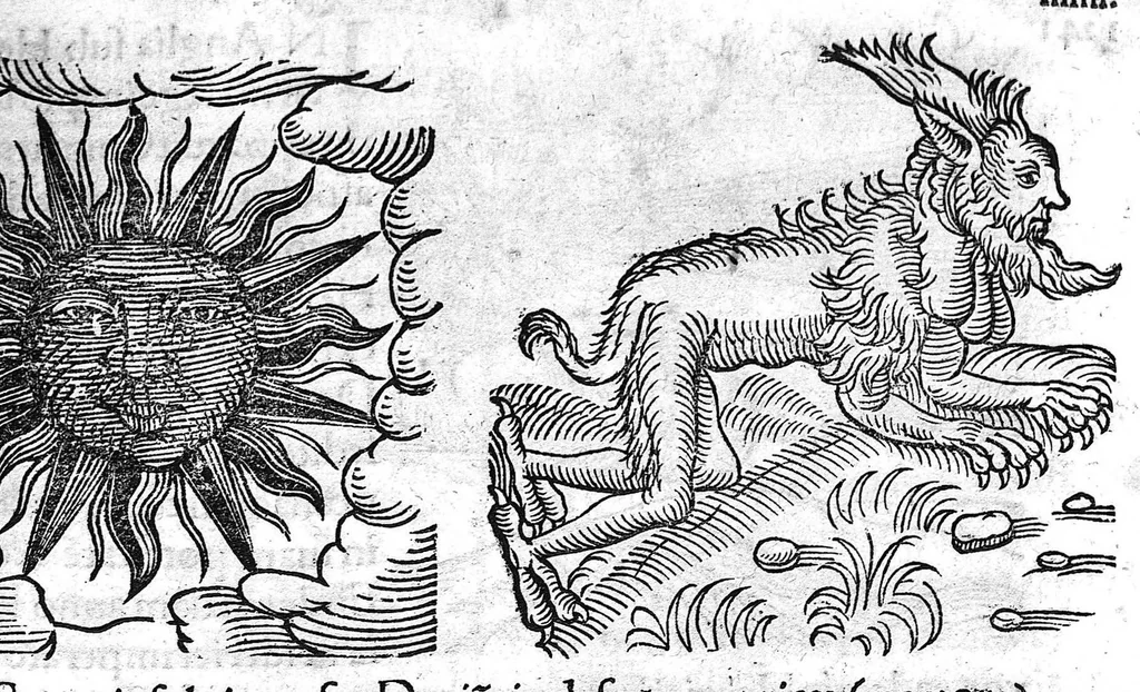 An illustration from Prodigiorum ac ostentorum chronicon, quae, praeter naturae ordinem, et in superioribus et his inferioribus mundi regionibus, ab exordio mundi usque ad haec nostra tempora acciderunt... conscriptum per Conradum Lycosthenem,..., 1557, leaf 446