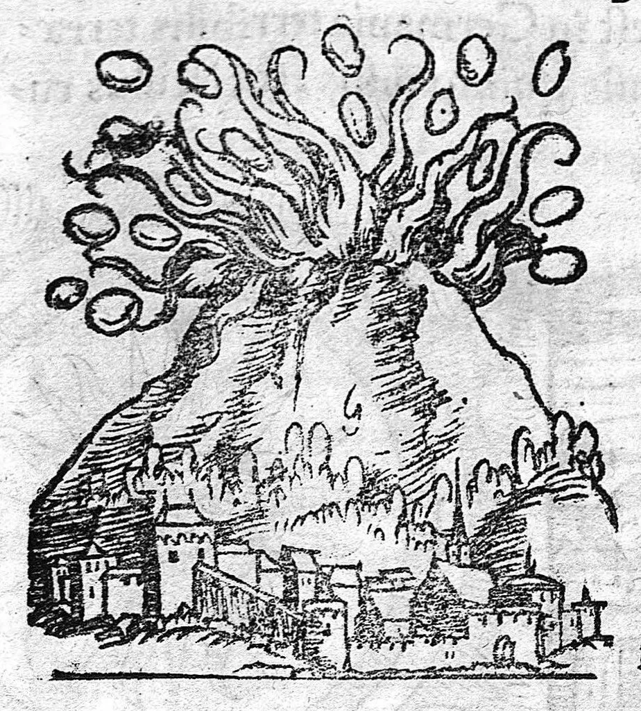 An illustration from Prodigiorum ac ostentorum chronicon, quae, praeter naturae ordinem, et in superioribus et his inferioribus mundi regionibus, ab exordio mundi usque ad haec nostra tempora acciderunt... conscriptum per Conradum Lycosthenem,..., 1557, leaf 465