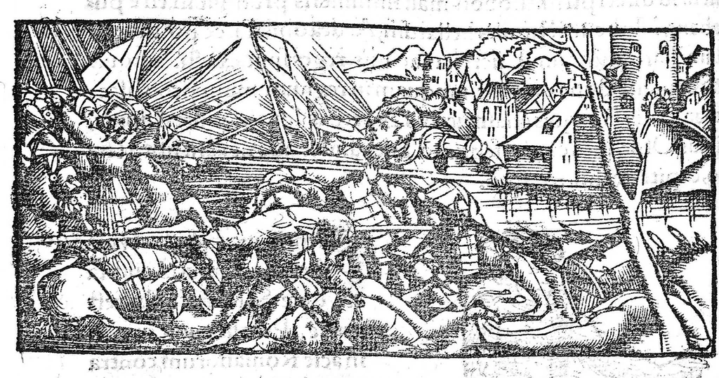An illustration from Prodigiorum ac ostentorum chronicon, quae, praeter naturae ordinem, et in superioribus et his inferioribus mundi regionibus, ab exordio mundi usque ad haec nostra tempora acciderunt... conscriptum per Conradum Lycosthenem,..., 1557, leaf 81