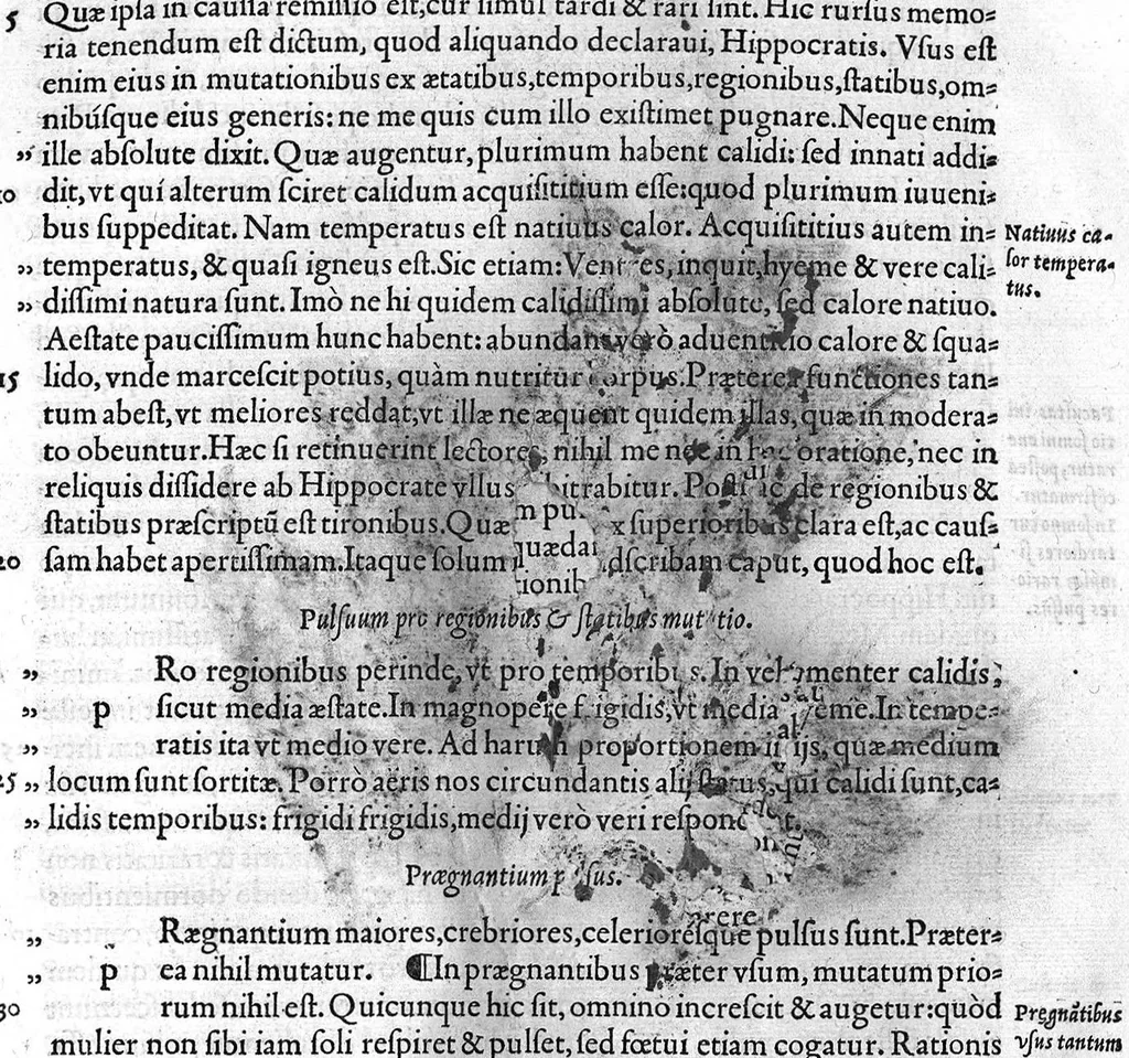 An illustration from Galeni Opera de pvlsibvs Hermanno Crvserio Campensi interprete. Quae in hoc opere continentur, proxima pagina indicabit, 1532, leaf 186