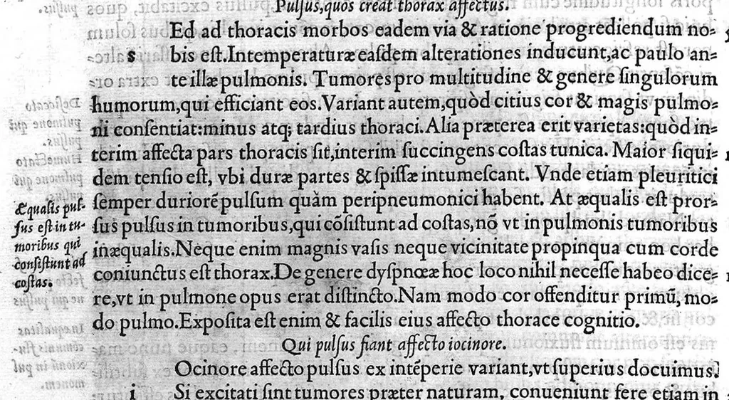 An illustration from Galeni Opera de pvlsibvs Hermanno Crvserio Campensi interprete. Quae in hoc opere continentur, proxima pagina indicabit, 1532, leaf 263