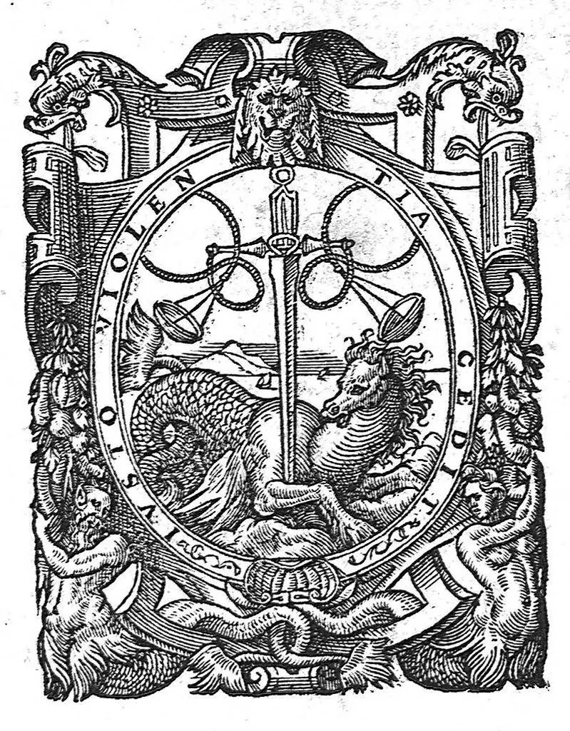 An illustration from Tresor de Evonime Philiatre des Remedes secrets. Livre Physic, Medical, Alchymic, et Dispensatif de toutes substantiales liqueurs, et appareil de vins de diverses saveurs, necessaire à toutes gens. Principallement à Medecins, Chirurgiens, et Apothicaires, 1555, leaf 0