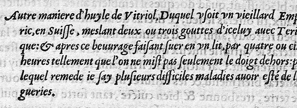 An illustration from Tresor de Evonime Philiatre des Remedes secrets. Livre Physic, Medical, Alchymic, et Dispensatif de toutes substantiales liqueurs, et appareil de vins de diverses saveurs, necessaire à toutes gens. Principallement à Medecins, Chirurgiens, et Apothicaires, 1555, leaf 270