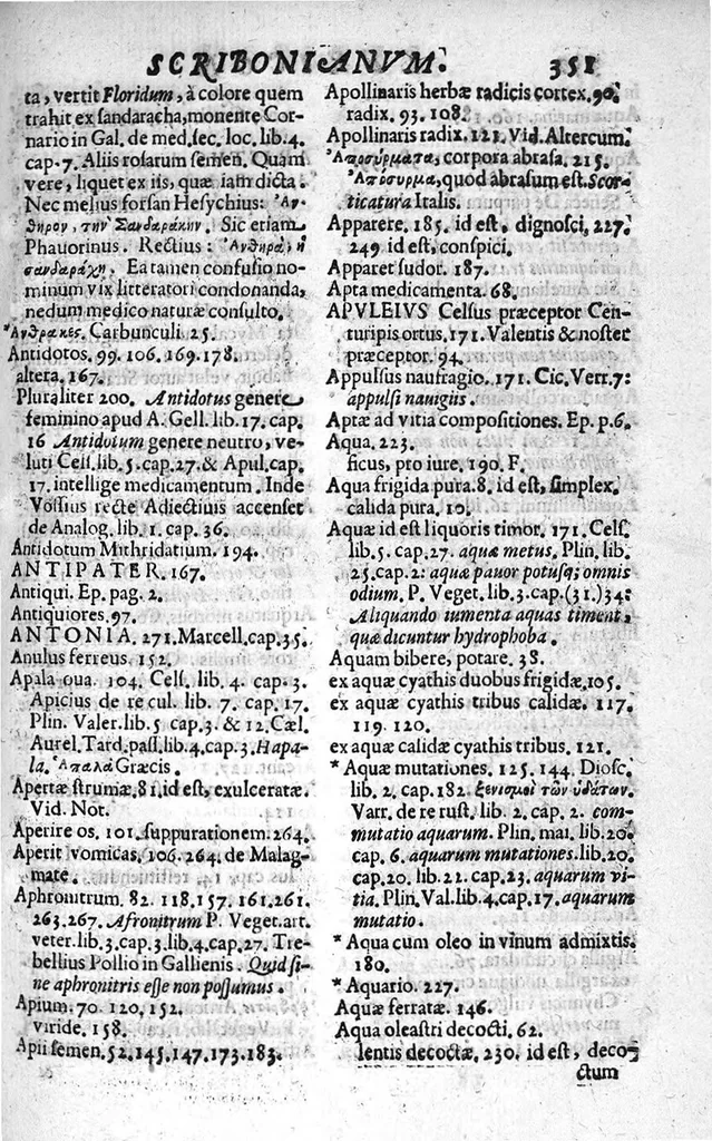 An illustration from Scriboni Largi Compositiones Medicae. Johannes Rhodius recensuit, Notis illustravit, Lexicon scribonianum adjecit., 1655, leaf 522