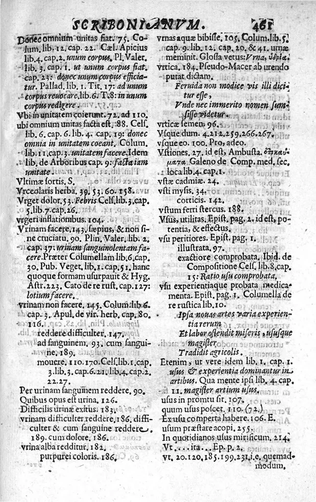 An illustration from Scriboni Largi Compositiones Medicae. Johannes Rhodius recensuit, Notis illustravit, Lexicon scribonianum adjecit., 1655, leaf 632