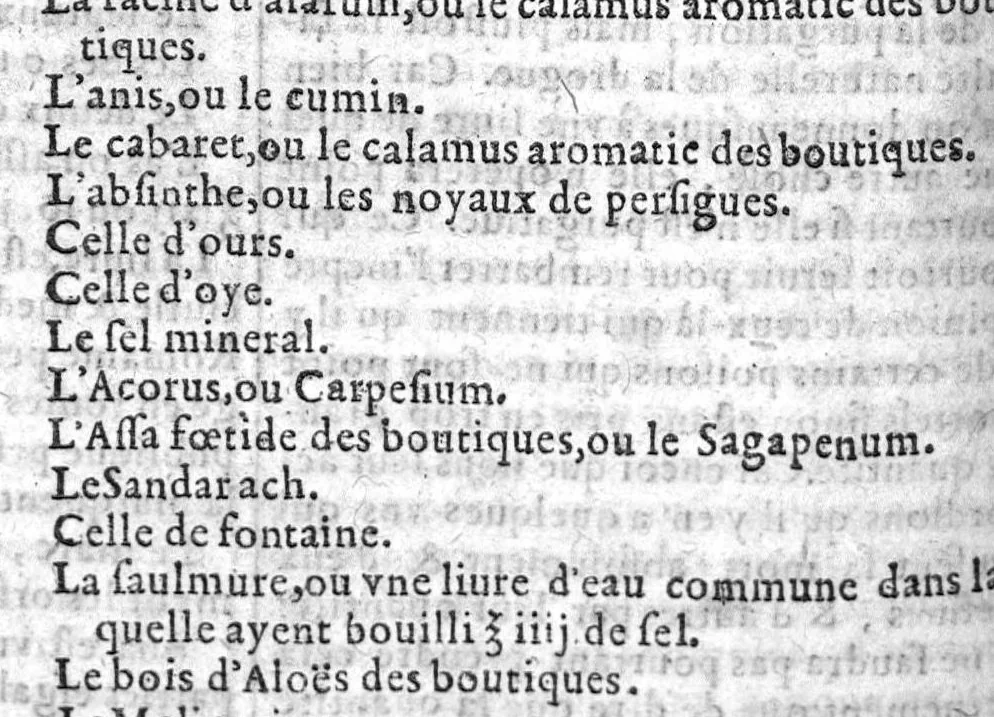 An illustration from Le grand dispensaire ou thresor general et particulier des preservatifs ramasse et brisé par Ian Jacques Wecker... le tout par Ian Du Val D.M. d'Yssouldun, 1609, leaf 149