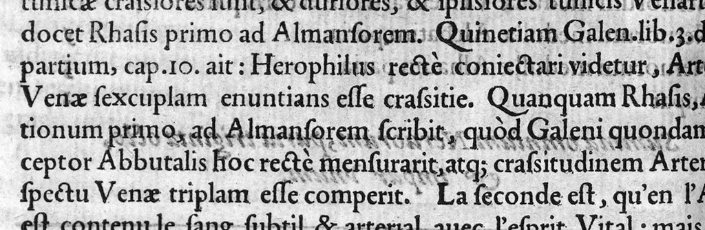 An illustration from Notabilia supra Guidonem scripta, aucta, recognita, ab excellenti Medicinae dilucidatore Domino Joanne Falcone, Montispessulanae Academiae Decano. Quae cum a multis antehac et typographis, et invidis depravata fuerint, ita ut falsa pro veris supposita, sed vera pro falsis, et utilia pro inutilibus perniciose substracta sint : nunc tamem ab omni labe repurgata, nec mediocri adhibita diligentia pristino nitori ac integritati restituta : imo vero additis duorum Medicinae luminum Hippocratis et Galeni, necnon Avicennae, Rhasis, Avenzoar, Mesuae, aliorumque insignium Medicorum autoritatibus illustrata sic recens in lucem emissa proferuntur, 1559, leaf 151