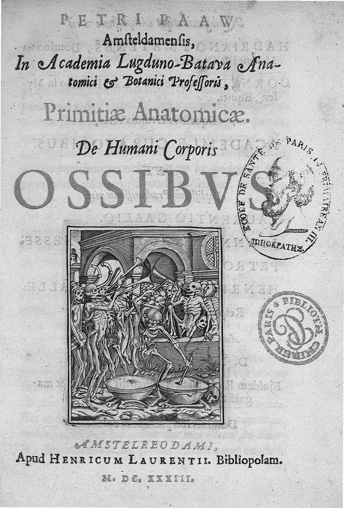 An illustration from Primitiae anatomicae. De humani corporis ossibus., 1633, leaf 0