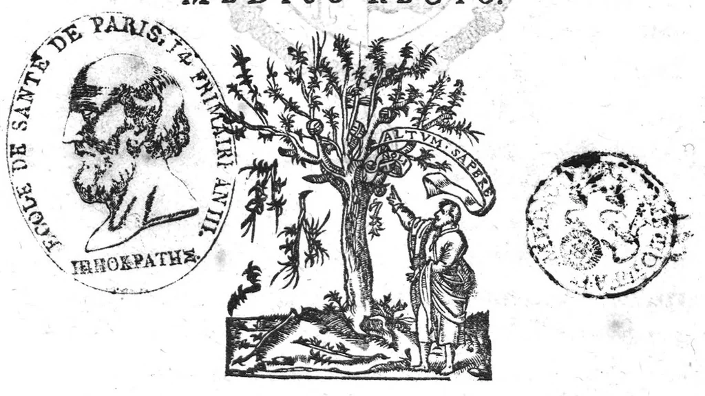 An illustration from Divi Hippocratis Coi Prognosticôn latina ecphrasis ex mente Galeni, 1575, leaf 2