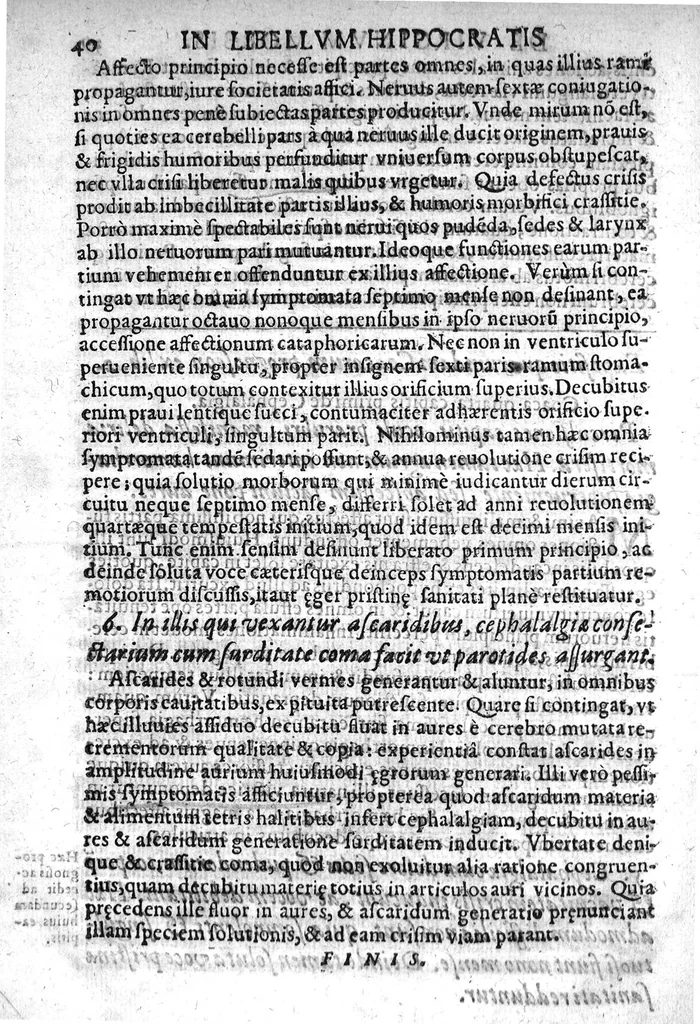 An illustration from In libellum Hippocratis de virginum morbis commentatio paraphrastica. Ubi de morbis capitis et aliis qui prodeunt ex intercepto, imminuto, depravato, et adaucto circulari motu sanguinis; ac eorum curatione; idque expositione continua difficillimorum contextuum ex variis Hippocratis libris. Auctore M. Claudio Tardy Doctore medico Parisiensi, 1648, leaf 39