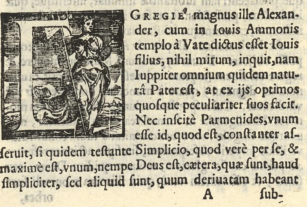 An illustration from Hippocratis Coi theologia, in qua Platonis, Aristotelis, et Galeni placita Christianae religioni consentanea exponuntur : authore Ioanne Stephano iatrophysico veneto ad serenissimum venetorum principem Franciscum Erizzum clementiss., 1638, leaf 8