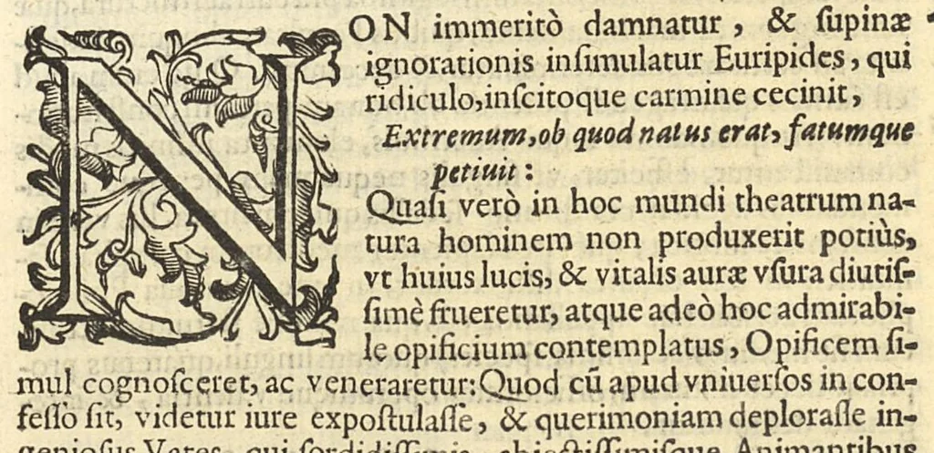 An illustration from Ad incolumitatem diu servandam diagoge authore Ioanne Stephano iatrophysico veneto et cenetae nobili cive ad excellentissimum senatorem Petrum Foscarenum, 1639, leaf 8