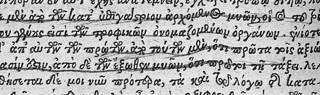 An illustration from Cl. Galeni Pergameni nobilissimi medici libri aliquot Græci partim hactenus non visi, partim a mendis ... repurgati et integritati sue restituti, annotationibusque illustrati per J. Caium, 1544, leaf 222