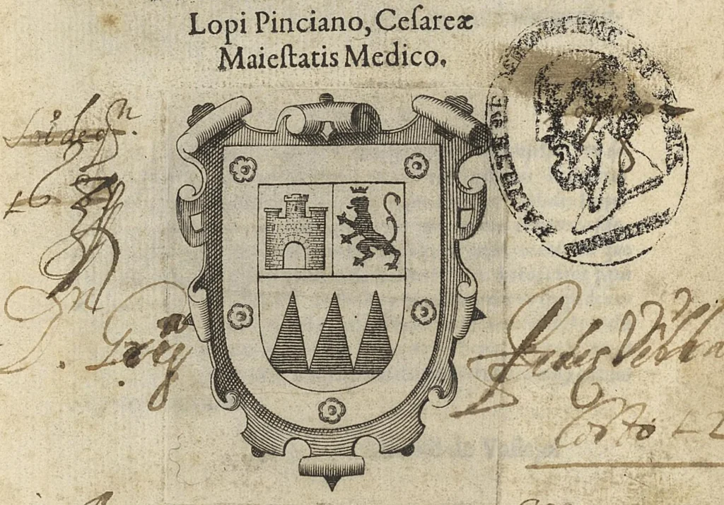 An illustration from Hippocratis Prognosticum : in quo omnes diuini viri, tàm genuinae sanctae et magnae tabellae, quàm spurie, apocryphe, et tabellae paruae sententiae continentur ordine secundum locos dispositae, et brevibus annotationibus illustratae à Doctore Il defonso Lopi Pinciano, Cesarae Maiestatis Medico, 1596, leaf 0