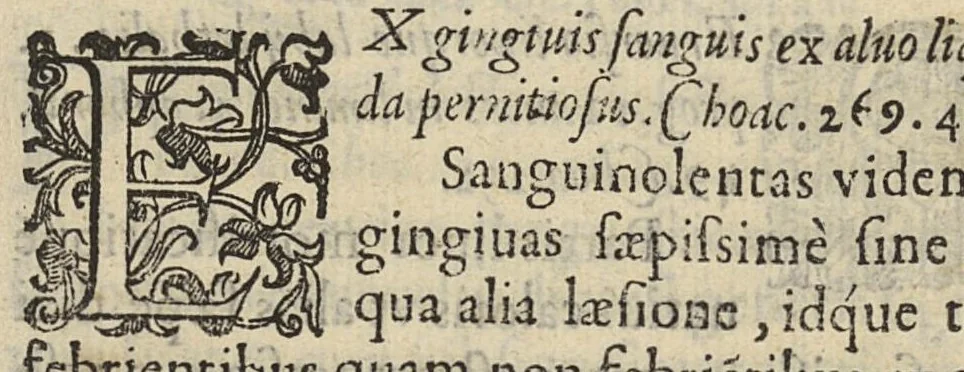 An illustration from Hippocratis Prognosticum : in quo omnes diuini viri, tàm genuinae sanctae et magnae tabellae, quàm spurie, apocryphe, et tabellae paruae sententiae continentur ordine secundum locos dispositae, et brevibus annotationibus illustratae à Doctore Il defonso Lopi Pinciano, Cesarae Maiestatis Medico, 1596, leaf 334