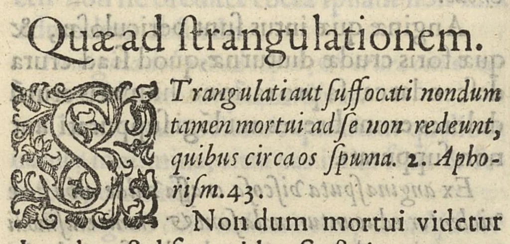 An illustration from Hippocratis Prognosticum : in quo omnes diuini viri, tàm genuinae sanctae et magnae tabellae, quàm spurie, apocryphe, et tabellae paruae sententiae continentur ordine secundum locos dispositae, et brevibus annotationibus illustratae à Doctore Il defonso Lopi Pinciano, Cesarae Maiestatis Medico, 1596, leaf 351