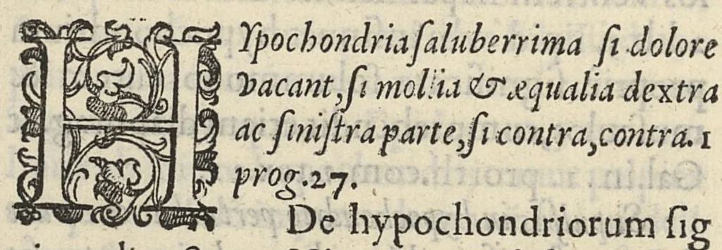 An illustration from Hippocratis Prognosticum : in quo omnes diuini viri, tàm genuinae sanctae et magnae tabellae, quàm spurie, apocryphe, et tabellae paruae sententiae continentur ordine secundum locos dispositae, et brevibus annotationibus illustratae à Doctore Il defonso Lopi Pinciano, Cesarae Maiestatis Medico, 1596, leaf 432