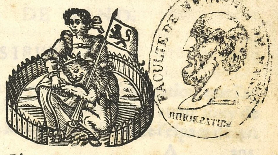 An illustration from Discours et advis sur les flus du ventre douloureux, soit qu'il y ait du Sang ou point, sur le trousse-galant dict choleras-morbus..., 1643, leaf 0