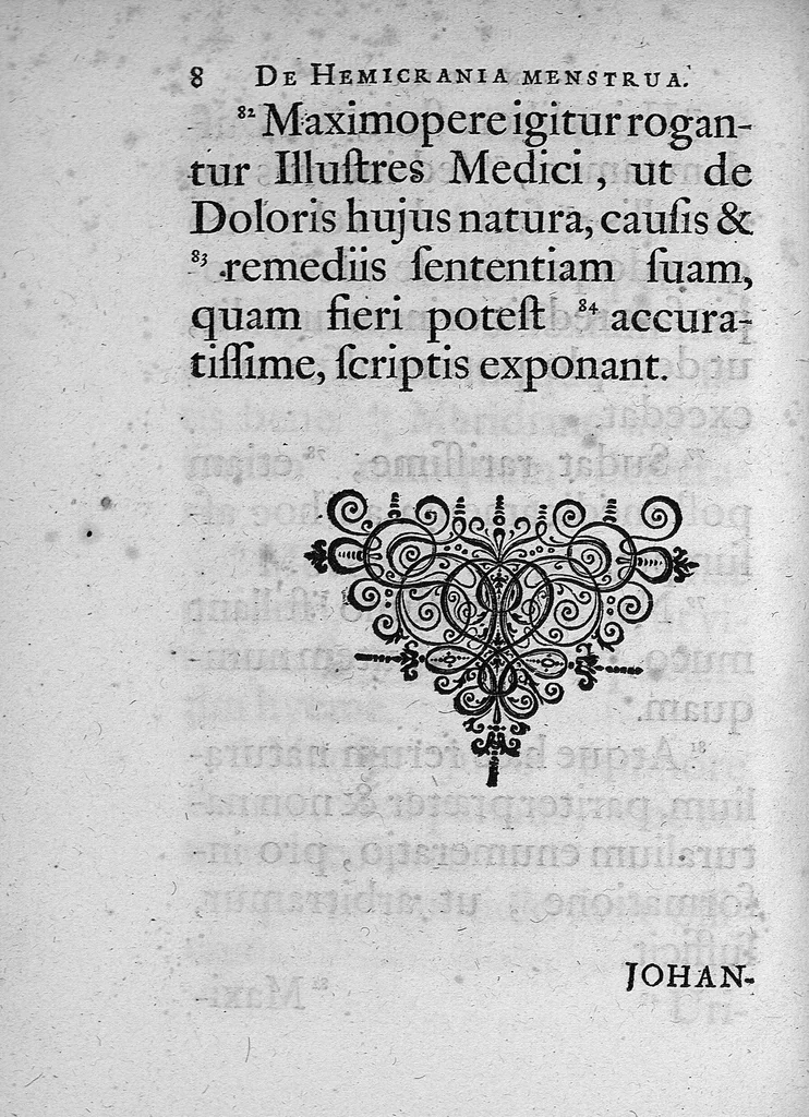 An illustration from De hemicrania menstrua, historia et consilium, 1660, leaf 31