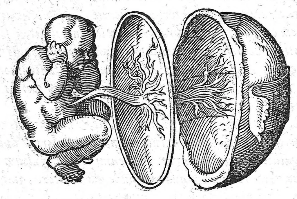 An illustration from De conceptu et generatione hominis, 1580, leaf 48