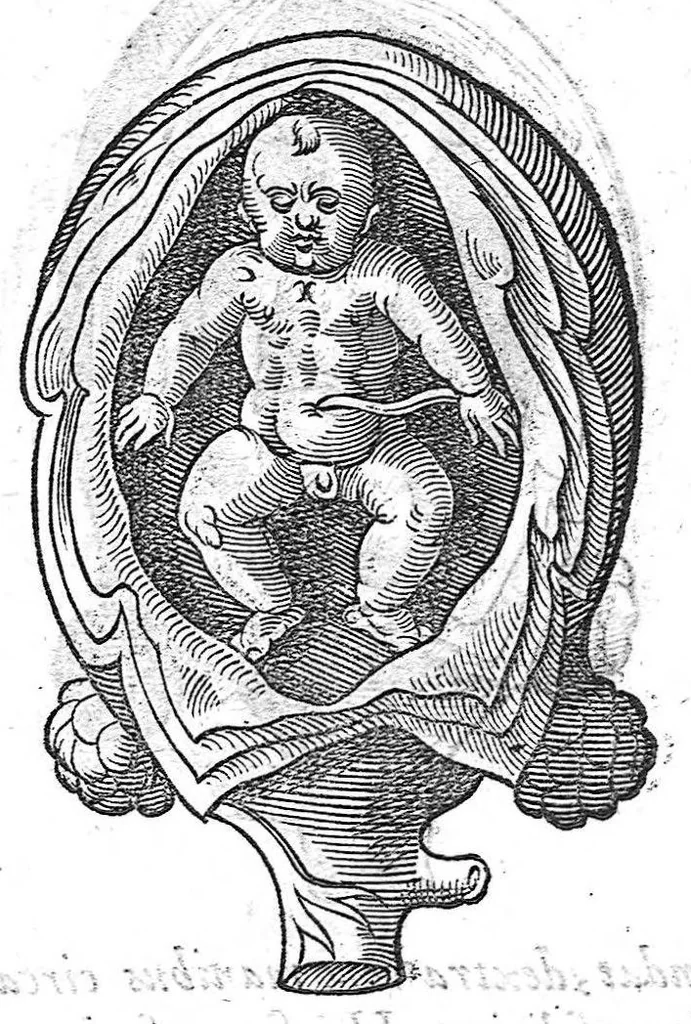 An illustration from De conceptu et generatione hominis, 1580, leaf 67