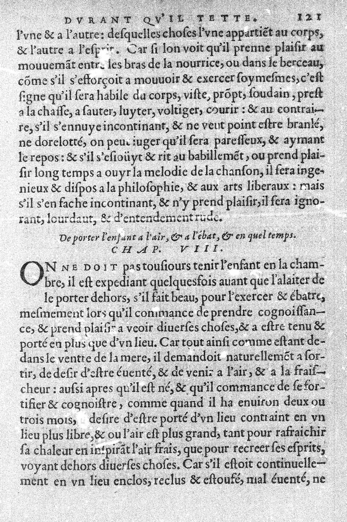 An illustration from Cinq livres de la maniere de nourrir et gouverner les enfans des leur naissance. Par M. Simon de Vallambert, Medecin de madame la Duchesse de Savoye et de Berry, et depuys peu de temps, de monseigneur le Duc d’Orleans,, 1565, leaf 129