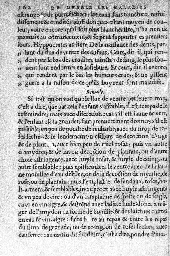 An illustration from Cinq livres de la maniere de nourrir et gouverner les enfans des leur naissance. Par M. Simon de Vallambert, Medecin de madame la Duchesse de Savoye et de Berry, et depuys peu de temps, de monseigneur le Duc d’Orleans,, 1565, leaf 370