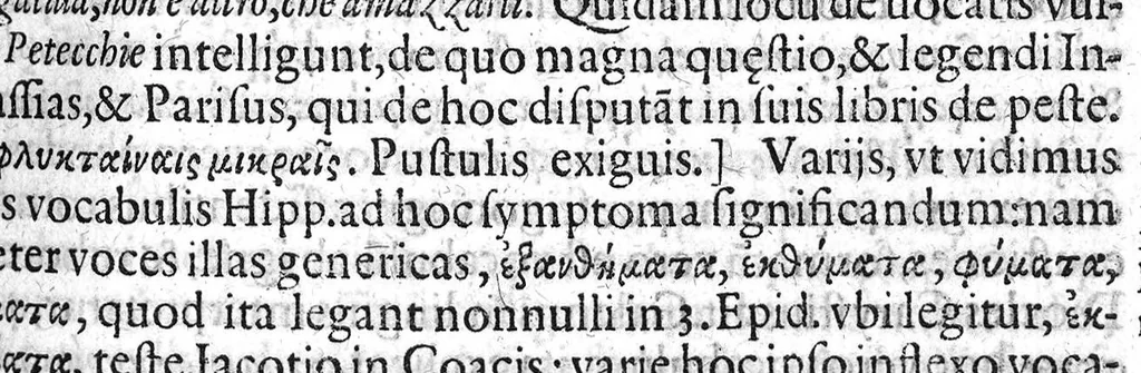 An illustration from Praelectiones Marciae, sive Commentaria in Thucydidis historiam, seu narrationem de Peste Atheniensium., 1603, leaf 344