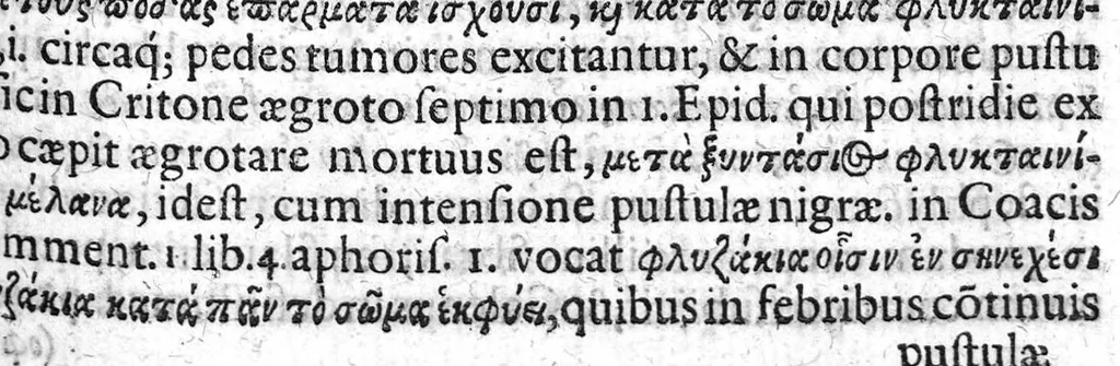 An illustration from Praelectiones Marciae, sive Commentaria in Thucydidis historiam, seu narrationem de Peste Atheniensium., 1603, leaf 344