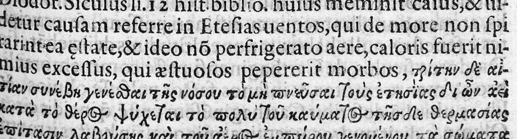 An illustration from Praelectiones Marciae, sive Commentaria in Thucydidis historiam, seu narrationem de Peste Atheniensium., 1603, leaf 352