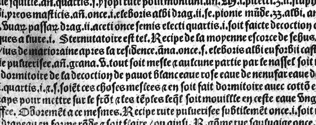 An illustration from Le tresor des pouvres selon maistre Arnoult de Villenove : maistre Gerard de Solo et plusieurs aultres docteurs en medecine de Montpellier, 1518, leaf 124