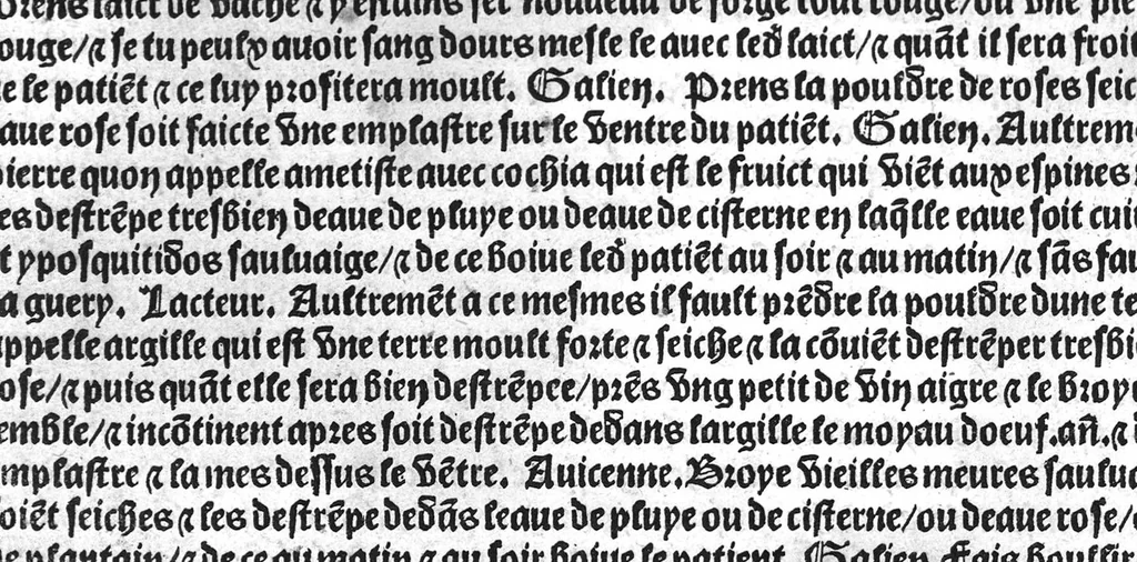 An illustration from Le tresor des pouvres selon maistre Arnoult de Villenove : maistre Gerard de Solo et plusieurs aultres docteurs en medecine de Montpellier, 1518, leaf 39