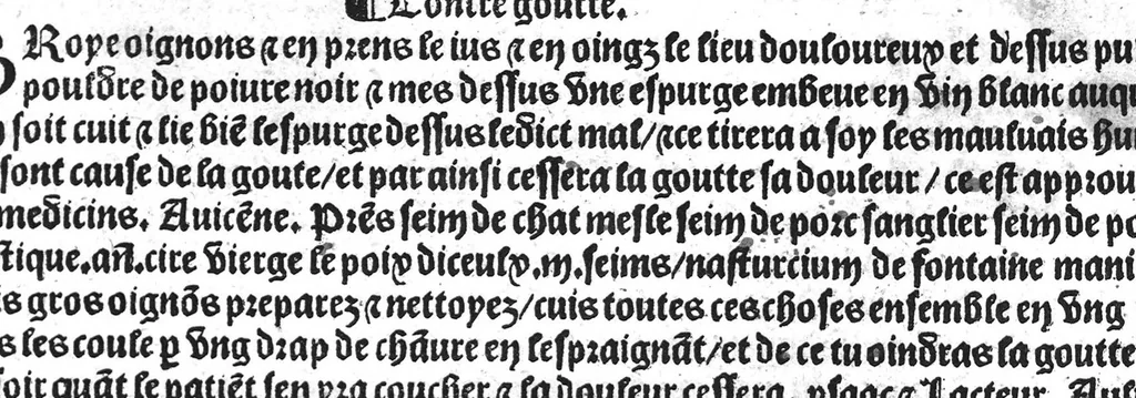 An illustration from Le tresor des pouvres selon maistre Arnoult de Villenove : maistre Gerard de Solo et plusieurs aultres docteurs en medecine de Montpellier, 1518, leaf 59
