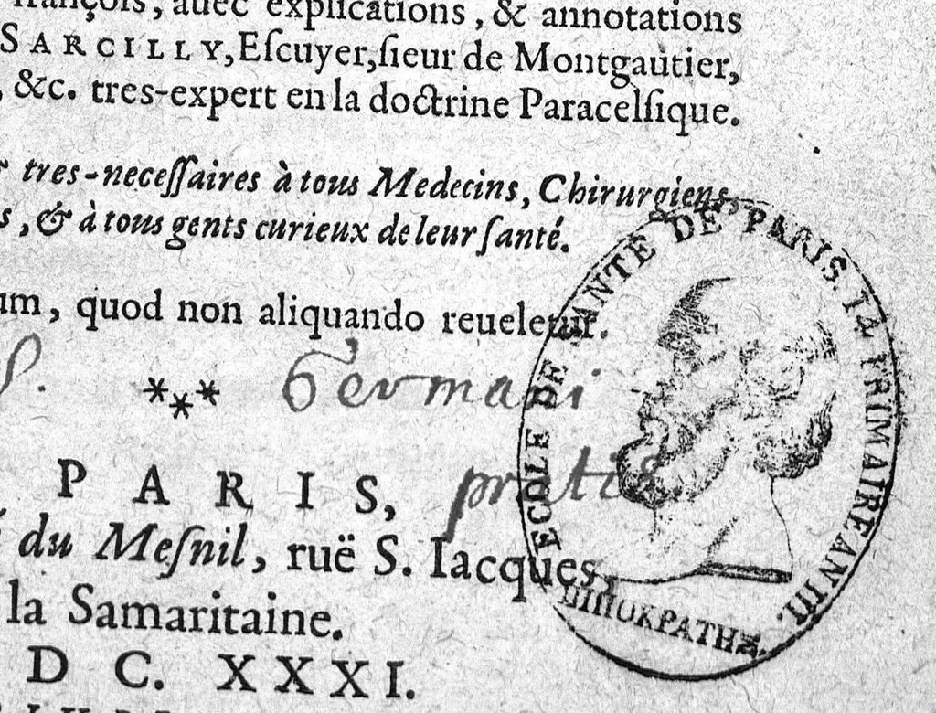 An illustration from Les IXV livres des paragraphes de Ph. Theoph. Paracelse Bombast,...où sont contenus en epitome ses secrets admirables...; traduicts du latin en françois,...par C. de Sarcilly..., 1631, leaf 0