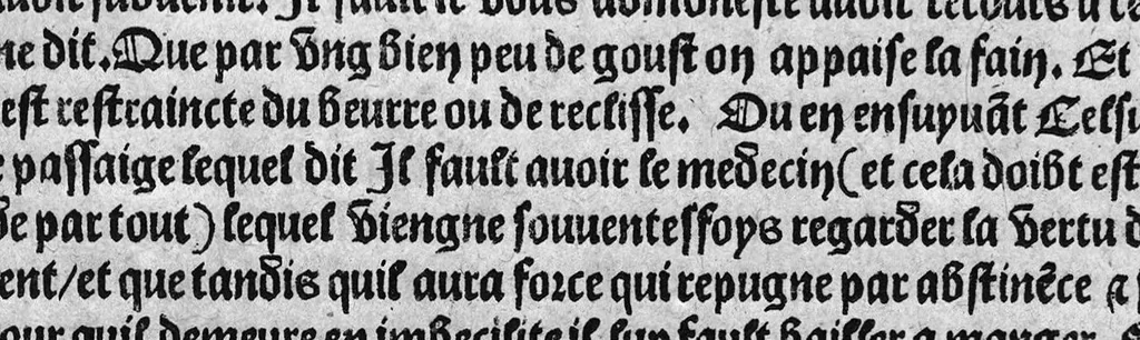 An illustration from Guaiacum. L’experience et approbation Ulrich de Huten notable chevalier. Touchant la medecine du boys dict Guaiacum. Pour circonvenir et dechasser la maladie indeuement appelle francoyse Aincois par gens de meilleur jugement est dicte et appelle la maladie de Neaples, traduicte et interpretee par maistre Jehan Cheradame, Hypocrates estudiant en la faculte et art de medecine,, 1520, leaf 44