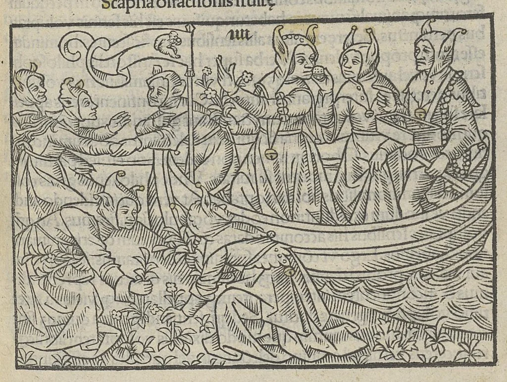 An illustration from Stultifere naves sensus animosque trahentes mortis in exitium, venales sunt in Pellicano vici Sancti Jacobi, 1500, leaf 30