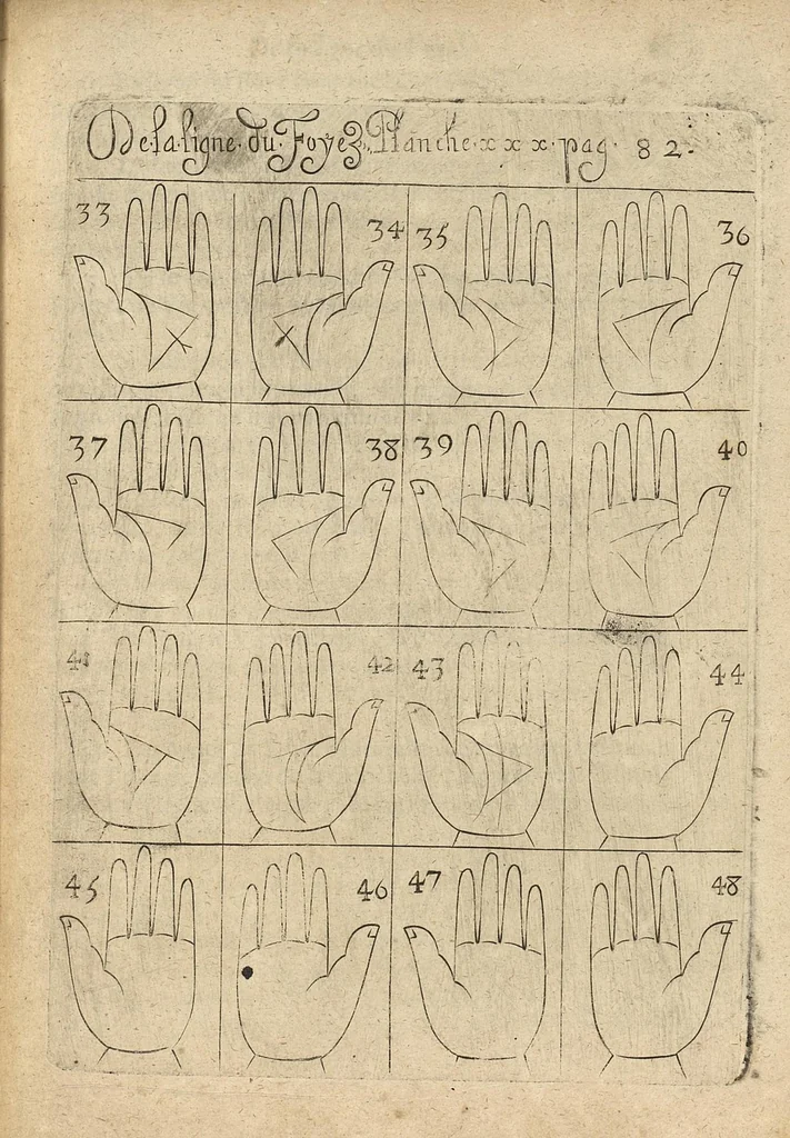 An illustration from La science curieuse ou traité de la chyromance, récueilly des plus graves autheurs qui ont traité de cette matière..., 1665, leaf 152