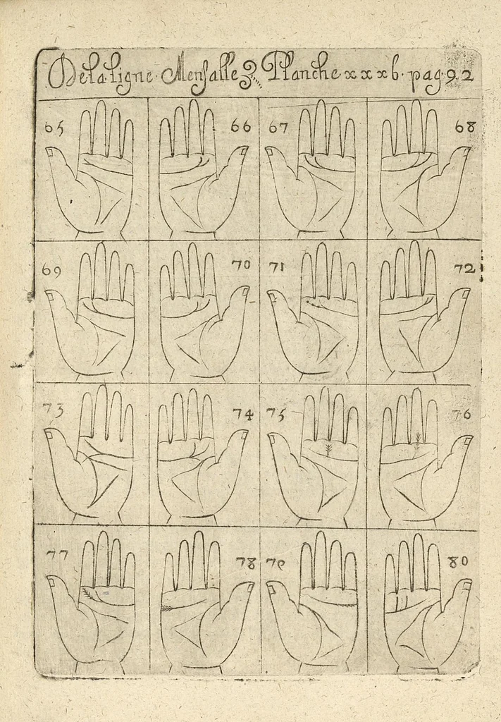 An illustration from La science curieuse ou traité de la chyromance, récueilly des plus graves autheurs qui ont traité de cette matière..., 1665, leaf 172