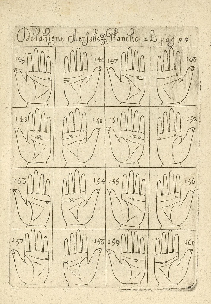 An illustration from La science curieuse ou traité de la chyromance, récueilly des plus graves autheurs qui ont traité de cette matière..., 1665, leaf 188